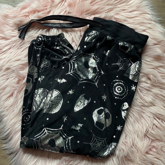 Disney Other - Nightmare before Christmas black silver pajama bottoms